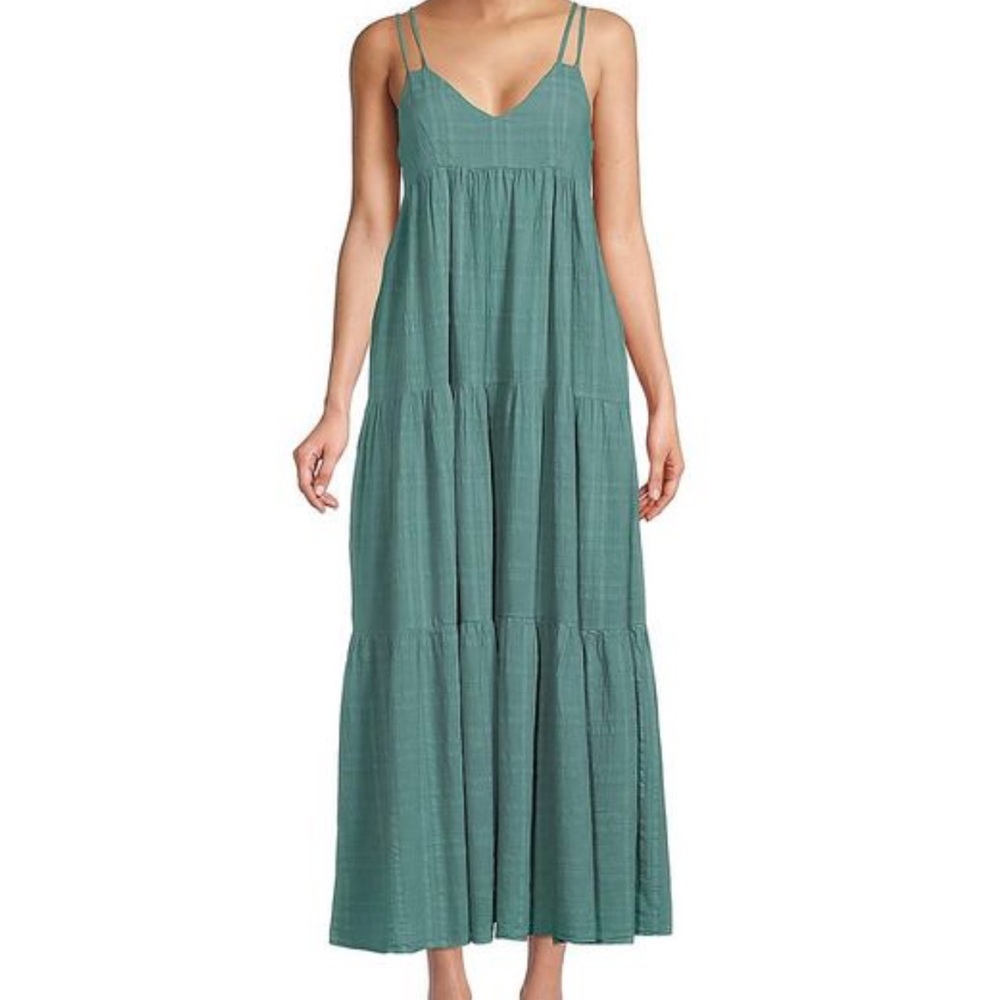 🦋 Rare YFB 100% Cotton Tiered Patio Maxi Dress Ivy Young Fabulous Broke sz M